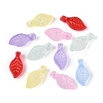 Transparent Acrylic Pendants, Leaf Charms, Mixed Color, 10x5x3mm, Hole: 1.6mm(JACR-T004-01M)