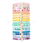 16Pcs 16 Styles Summer Starfish Synthetic Turquoise Bracelet Sets, Handmade Polymer Clay Beaded Stretch Stackable Bracelets, Mixed Color, Inner Diameter: 1-7/8 inch(4.7cm), 1pc/style(BJEW-JB10912)