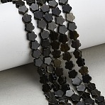 Natural Golden Sheen Obsidian Beads Strands, Plum Blossom Flower, 6x6x2mm, Hole: 1mm, about 65pcs/strand, 15.16''(38.5cm)(G-B138-C26-01)