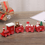 Train Wooden Display Decorations, for Christmas Party Gift Home Decoration, Red, 205x53x28mm(WOCR-PW0002-42C)
