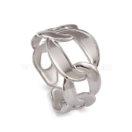 304 Stainless Steel Oval Chains Shape Cuff Rings for Women, Stainless Steel Color, US Size 5 1/2(16.1mm)(RJEW-G285-13P)