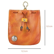 Leather Pouches, Coin Pouch, Drawstring Bag for Men, Chocolate, 13.5x12.5cm(PW-WG18793-04)