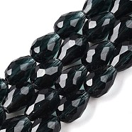 Transparent Glass Beads Strands, Faceted, Teardrop, Dark Slate Gray, 11.5x8mm, Hole: 1.2mm, about 55~57pcs/strand, 25.59 inch(65cm)(EGLA-N013-T8mm-D28)