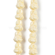 Synthetic Coral Carved Beads Strands, Dyed, Buddha, Lemon Chiffon, 14x11x2mm, Hole: 1.4mm, about 25pcs/strand, 13.98 inch(35.5cm)(CORA-C003-02)