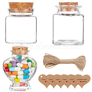 BENECREAT DIY Valentine's Day Wishing Bottle Making Kits, Including Love Wishing Capsules, Glass Bottles, Jute Twine and Paper Gift Tags, Mixed Color, Glass Bottle: 3pcs/box(DIY-BC0003-16)