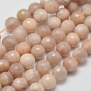 Natural Sunstone Beads Strands, Faceted, Round, 8mm, Hole: 1mm, about 48pcs/strand, 15.7 inch(G-J157-8mm-08)