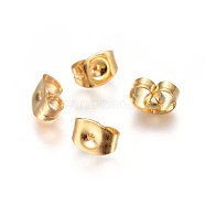 304 Stainless Steel Ear Nuts, Butterfly Earring Backs for Post Earrings, Golden, 4.5x6x3mm, Hole: 0.7mm(STAS-F227-44-G)