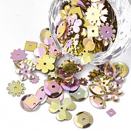 Ornament Accessories, PVC Plastic Paillette/Sequins Beads, Mixed Shapes, Dark Goldenrod, 4.5~11x4.5~12x0.4~1mm, Hole: 0.9~1.4mm(PVC-T005-028)