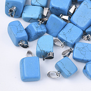 Synthetic Turquoise Pendants, with Stainless Steel Snap On Bails, Nuggets, 15~35x10~20x5~15mm, Hole: 3x7.5mm(G-Q996-28)