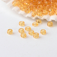 12/0 Grade A Round Glass Seed Beads, Transparent Colours, Bisque, 2x1.5mm, Hole: 0.5mm, about 45000pcs/pound(SEED-A022-F12-2)