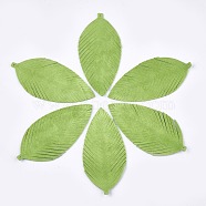Eco-Friendly Sheepskin Leather Big Pendants, Leaf, Lawn Green, 97x45x1.5mm, Hole: 1.4mm(X-FIND-S301-12C)