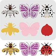 Large Plastic Reusable Drawing Painting Stencils Templates, for Painting on Scrapbook Fabric Tiles Floor Furniture Wood, Rectangle, Insect Pattern, 297x210mm(DIY-WH0202-195)