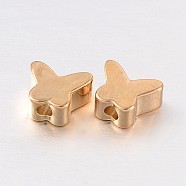 Butterfly Brass Beads, Real 18K Gold Plated, 5x6x3mm, Hole: 1mm(KK-K108-11G)