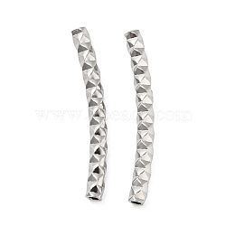 Non-Tarnish 304 Stainless Steel Tube Beads, Diamond Cut, Curved Tube, Stainless Steel Color, 20x2mm, Hole: 1mm(STAS-B047-29B-P)