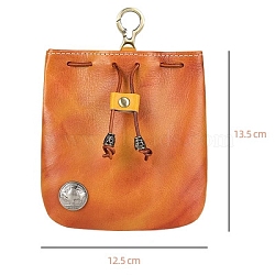 Leather Pouches, Coin Pouch, Drawstring Bag for Men, Chocolate, 13.5x12.5cm(PW-WG18793-04)