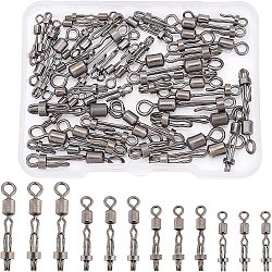 SUPERFINDINGS 40Pcs 4 Style Brass Fishing Quick Change Clip, High Strength Fishing Snap, Fishing Accessories, Gunmetal, 16~28.5x3~5x2~4mm, Hole: 1.2~3.5mm 10pcs/style(FIND-FH0004-43)