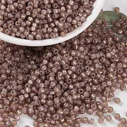 MIYUKI Round Rocailles Beads, Japanese Seed Beads, 8/0, (RR641) Dyed Rose Bronze Silverlined Alabaster, 3mm, Hole: 1mm, about 422~455pcs/10g(X-SEED-G008-RR0641)