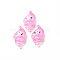 Transparent Epoxy Resin Cabochons, with Glitter Powder, Shell, Pearl Pink, 23.5x14.5x8mm(CRES-S365-46)