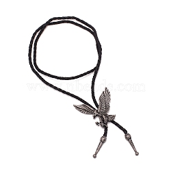 Eagle Laria Necklace for Men Women, PU Leather Cord Adjustable Necklace, Black, Antique Silver, 35.43 inch(90cm)(NJEW-WH0011-19AS)