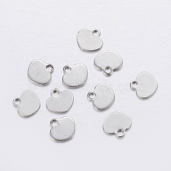 304 Stainless Steel Pendants, Chain Extender Teardrop, Heart Charms, Stainless Steel Color, 5.5x6x0.5mm, Hole: 1mm(STAS-P198-63)