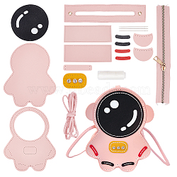 DIY Sew on PU Leather Astronaut Shaped Multi-Use Crossbody/Shoulder Bag/Backpack Making Kits, including Fabric, Needle, Thread, Zipper, Pink(DIY-WH0297-55A)