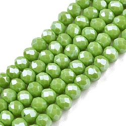 Electroplate Glass Beads Strands, Pearl Luster Plated, Faceted, Rondelle, Yellow Green, 3.5~3.8x3mm, Hole: 0.8~1mm, about 105~110pcs/strand, 29~31cm(EGLA-A044-P3mm-A30)