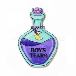 Halloween Printed Acrylic Pendants, Word Boy Tears, Bottle Pattern, 45.5x30.5x2.2mm, Hole: 2mm(MACR-K330-06C)