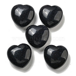 Synthetic Blue Goldstone Statues Ornaments, Love Heart Stone for Reiki Energy Balancing Meditation Gift, 42~44.5x45x19.5~23mm(G-P531-03A)