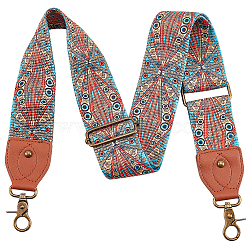 Elite 1Pc Ethnic Style Adjustable Polyester Webbing Bag Straps, with Zinc Alloy Swivel Clasps & Iron Adjuster Buckle, Orange Red, 84~135x5cm(FIND-PH0017-29A)