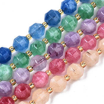 Natural Dolomite Beads Strands, Faceted, Dyed, Round, Mixed Color, 8x8mm, Hole: 1.2mm, about 33pcs/strand, 15.16 inch~15.35 inch(38.5cm~39cm)