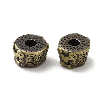 Tibetan Style Rack Plating Brass Beads, Long-Lasting Plated, Column, Brushed Antique Bronze, 7.5x4.5~5mm, Hole: 2.5mm