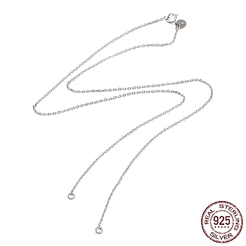 Rhodium Plated 925 Sterling Silver Cable Chains Necklace Makings, for Name Necklaces Making, with Spring Ring Clasps & S925 Stamp, Real Platinum Plated, 17-5/8 inch(44.8cm)