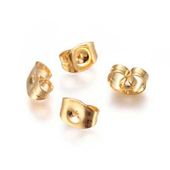 304 Stainless Steel Ear Nuts, Butterfly Earring Backs for Post Earrings, Golden, 4.5x6x3mm, Hole: 0.7mm