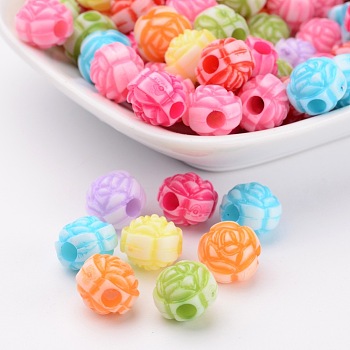 Acrylic Beads, Craft Style, Flower, Mixed Color, 11x9.5mm, Hole: 3mm, about 1090pcs/500g