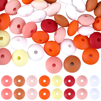 96Pcs 12 Colors Food Grade Eco-Friendly Silicone Abacus Beads, Mixed Color, 11.5~12x6~7mm, Hole: 2~3mm, 12pcs/color