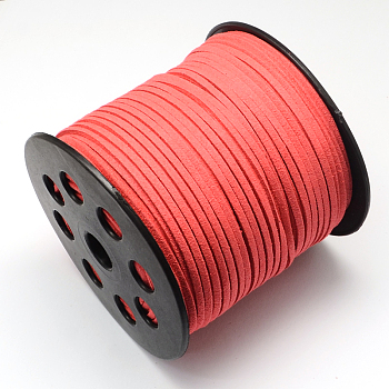 Eco-Friendly Faux Suede Cord, Faux Suede Lace, Light Coral, 3.0x1.4mm, about 98.42 yards(90m)/roll