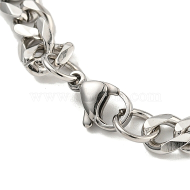 201 Stainless Steel Curb Chain Bracelets with Lobster Claw Clasps for Men(BJEW-P316-01B-P)-5