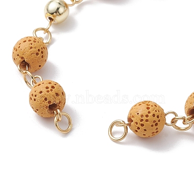 Dyed Natural Lava Rock Round Beaded Chain Bracelet Making(AJEW-JB01206-02)-2
