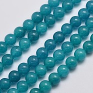 Natural & Dyed Malaysia Jade Bead Strands, Round, Teal, 8mm, Hole: 1.0mm, about 50pcs/strand, 15 inch(G-A146-8mm-A24)