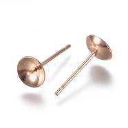 304 Stainless Steel Stud Earring Findings, Rose Gold, 14x6mm, Pin: 0.7mm(STAS-E484-69C-RG)