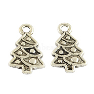 Christmas Tree Alloy Pendant Settings for Enamel, Tibetan Style, Cadmium Free & Nickel Free & Lead Free, Antique Silver, 20x12x2mm, Hole: 2mm(X-TIBEP-GC154-AS-NR)
