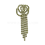 Brass Rhinestone Pendants, Flower, Olivine, 62x22x2.5mm, Hole: 1.6mm(KK-I715-16S-04)