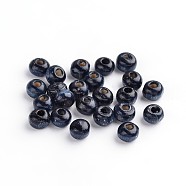 Natural Wood Beads, Bright Color, Round, Dyed, Steel Blue, 5x4mm, Hole: 1.5mm, about 1000pcs/50g(X-W02KM064)