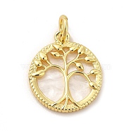Rack Plating Brass with Plastic Pendants, Real 18K Gold Plated, Flat Round with Tree of Life, Lead Free & Cadmium Free, Tree of Life Pattern, 20x17.5x3mm, Hole: 4.5mm(KK-G459-01G-01)