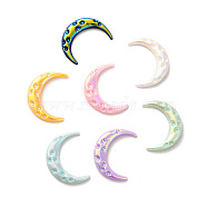 Opaque Resin Cabochons, AB Color Plated, Moon, Mixed Color, 33x25x4mm(CRES-M015-01)
