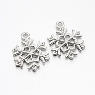 Tibetan Style Alloy Pendants, Lead Free & Cadmium Free, Snowflake, for Christmas, Platinum, 21x16x2mm, Hole: 2mm(X-TIBEP-GC114-P-RS)