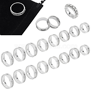 16Pcs 8 Size 201 Stainless Steel Grooved Finger Ring Settings, Ring Core Blank, for Inlay Ring Jewelry Making, Stainless Steel Color, US Size 5 1/2(16.1mm)~US Size 14(23mm), 2pcs/size(STAS-UN0041-45)