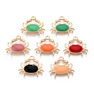 Eco-Friendly Zinc Alloy Pendants, with Enamel, Cadmium Free & Nickel Free & Lead Free, Crab Shape, Light Gold, Mixed Color, 18x20x3mm, Hole: 1.6mm(X-FIND-N048-43-NR)