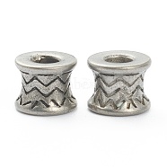 304 Stainless Steel Beads, Column, Antique Silver, 8x6.5mm, Hole: 3.3mm(STAS-I181-014AS)