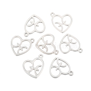 304 Stainless Steel Pendants, Laser Cut, Heart with Constellation, Pisces, 15.5x13x0.8mm, Hole: 1.5mm(STAS-I157-07B)